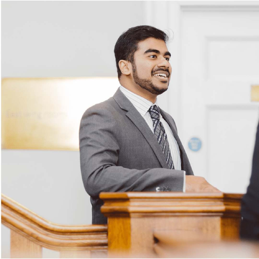 man in suit standing